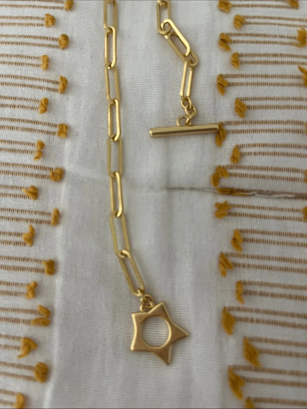 Gold Star Link Paperclip Necklace with Toggle Clasp - Picture 2 of 2